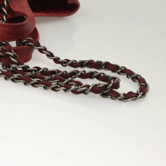 CHANEL Matelasse Chain Shoulder Bag Wool 2way Red CC - Picture 11 of 16
